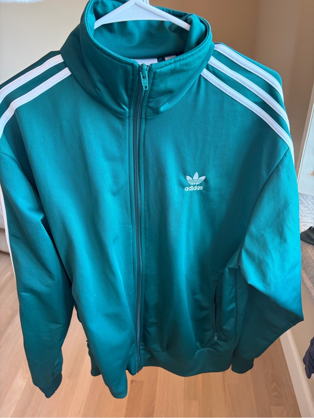 Men’s adidas Teal Track Jacket with White 3-Stripes
